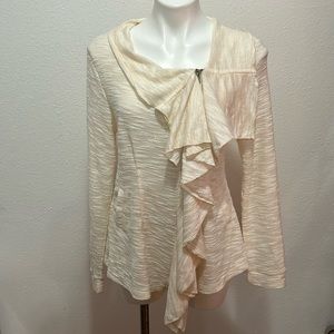 Vanity Cream Drape Zip Sweater Sz M
